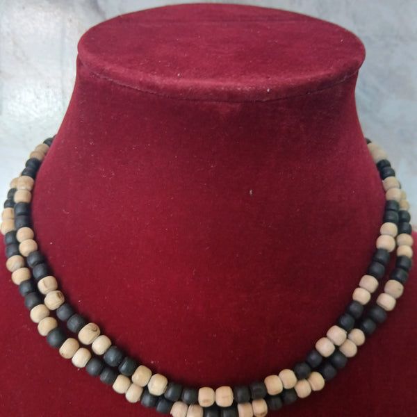 2 Round Black & White Pure Tulsi Kanthi Mala 34 Inches