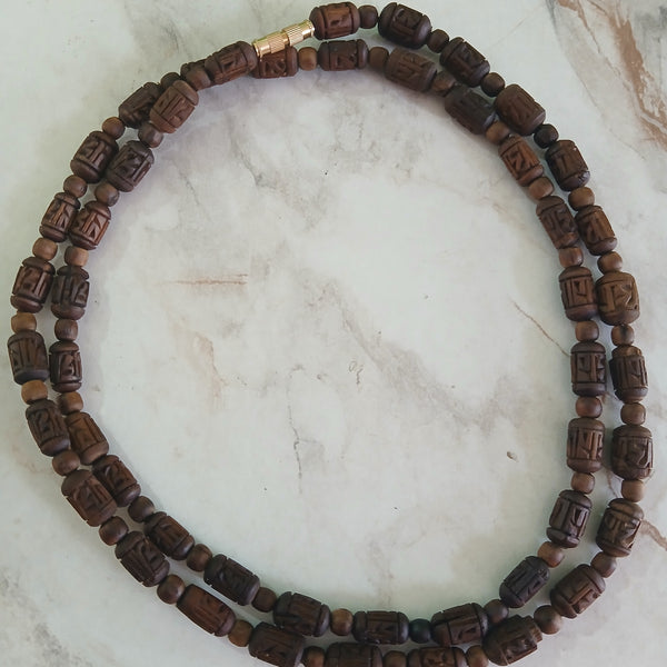 2 Round Brown Handcrafted Radha Naam Pure Tulsi Kanthi Mala 34 Inches