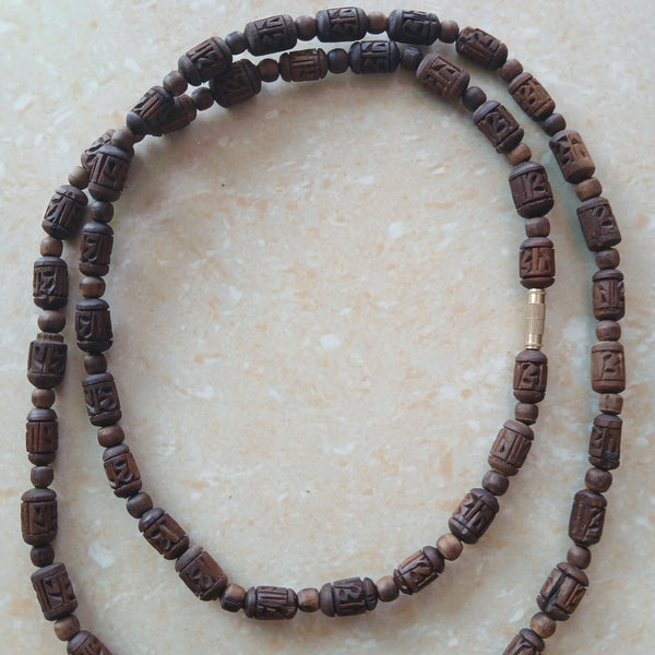 2 Round Brown Handcrafted Radha Naam Pure Tulsi Kanthi Mala 34 Inches