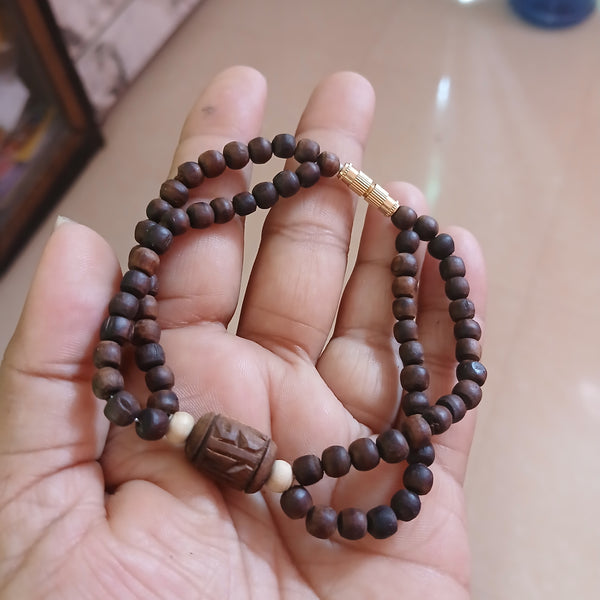 Brown Colour Desi Ghee Pure Tulsi 2 Layers Barcelet-Free Size 1 Qty