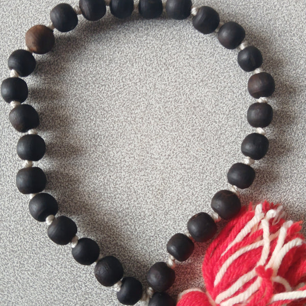 (27+1) Sumerini Black Brown Desi Ghee 10-11 MM Pure Tulsi Japa Mala 1 Qty