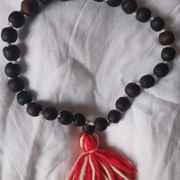 (27+1) Sumerini Black Brown Desi Ghee 10-11 MM Pure Tulsi Japa Mala 1 Qty