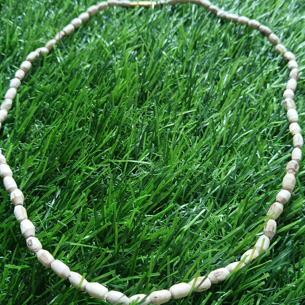 1 Round 19 inches Pure Tulsi Kanthi Mala Small Beads Mridangi Shape
