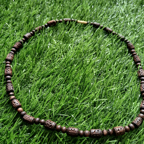 1 Round Brown Desi Ghee Handcrafted Radha Naam Pure Tulsi Kanthi Mala (19 Inches)