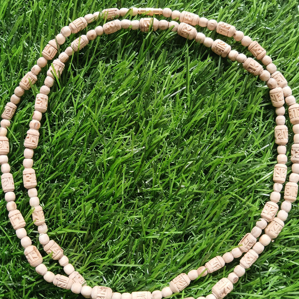 2 Round  5 MM Bead  Handcrafted Radha NaamPure Tulsi Mala 34 Inches