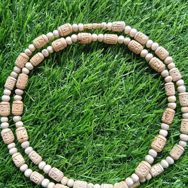 2 Round  Handcrafted Radha Naam Pure Tulsi Kanthi Mala 8 MM Beads 34 Inches