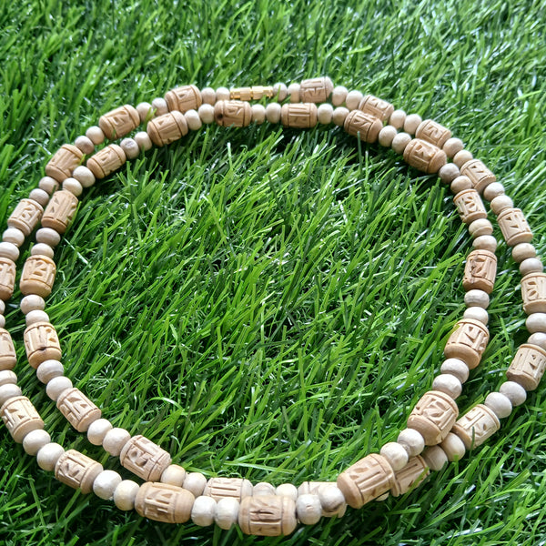 2 Round  Handcrafted Radha Naam Pure Tulsi Kanthi Mala 8 MM Beads 34 Inches