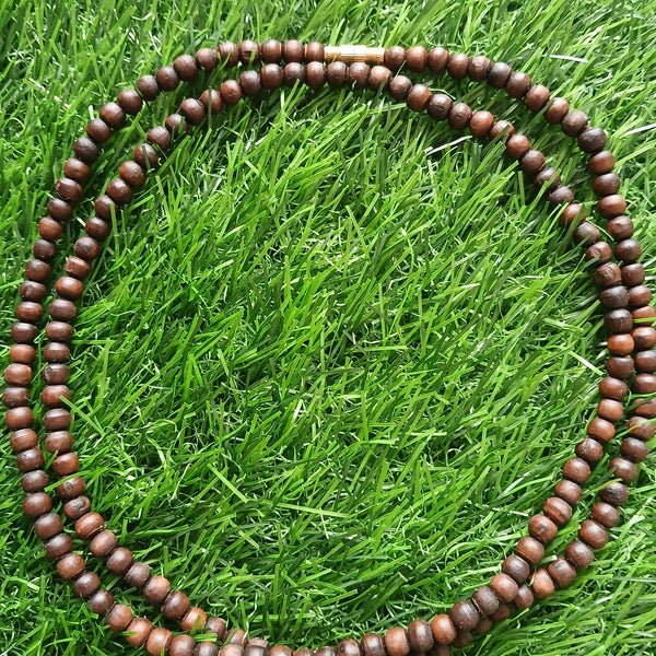 2 Round  Brown Desi Ghee Pure Tulsi Mala round Shape 34 Inches Kanthi Mala