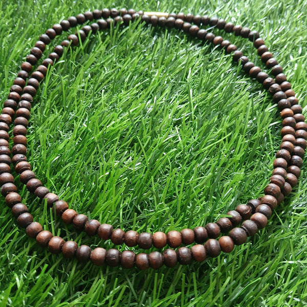 2 Round  Brown Desi Ghee Pure Tulsi Mala round Shape 34 Inches Kanthi Mala