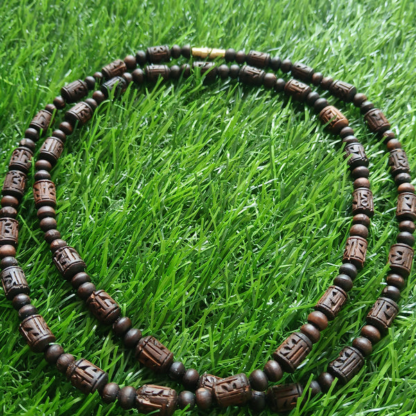 2 Round Brown Handcrafted Radha Naam Pure Tulsi Kanthi Mala 34 Inches