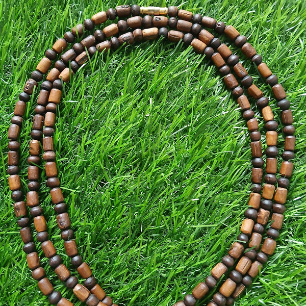 3 Round Brown Colour Desi Ghee Pure Tulsi Mala 51 Inches