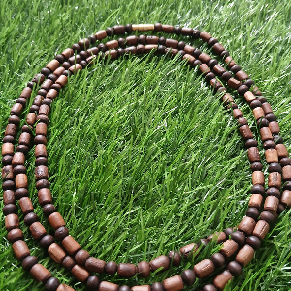 3 Round Brown Colour Desi Ghee Pure Tulsi Mala 51 Inches