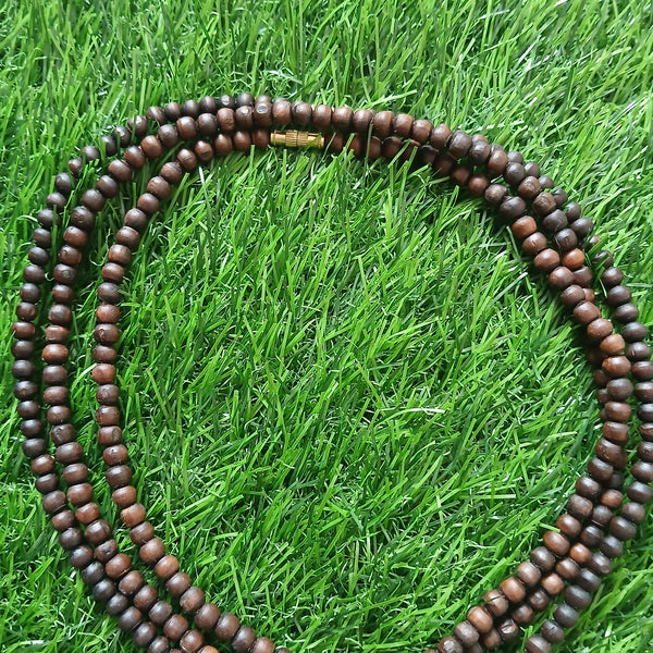 3 Round Brown Colour Round Shape Pure Tulsi Kanthi Mala 51 Inches
