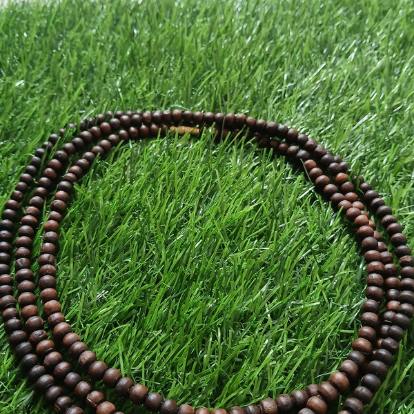 3 Round Brown Colour Round Shape Pure Tulsi Kanthi Mala 51 Inches
