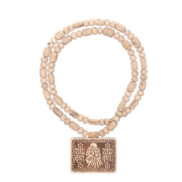 Bhaktmaal Pendant With Radha Naam 8 MM Beads Pure Tulsi Mala