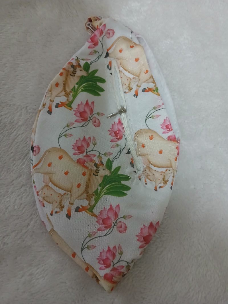 Multi Colour Cow Print Japa Mala Jholi Bag Cotton