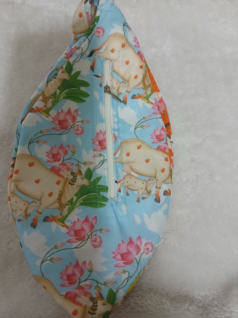 Multi Colour Cow Print Japa Mala Jholi Bag Cotton