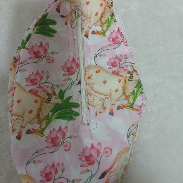 Multi Colour Cow Print Japa Mala Jholi Bag Cotton