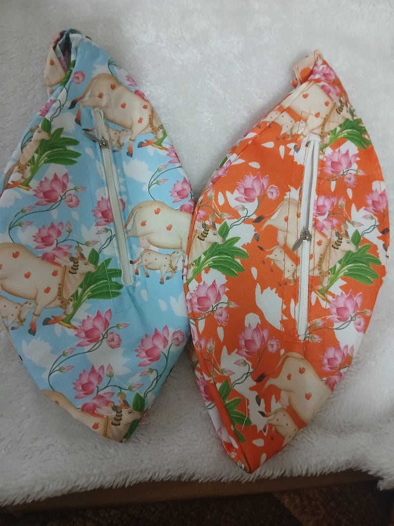 Multi Colour Cow Print Japa Mala Jholi Bag Cotton