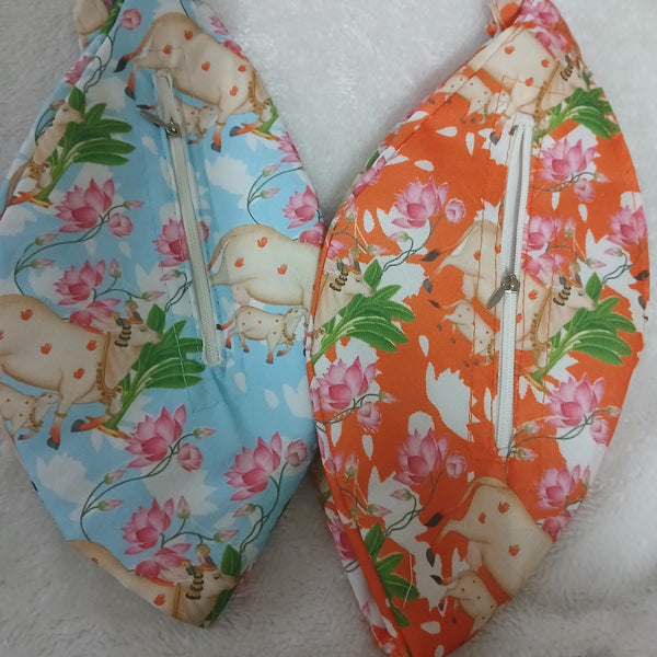 Multi Colour Cow Print Japa Mala Jholi Bag Cotton