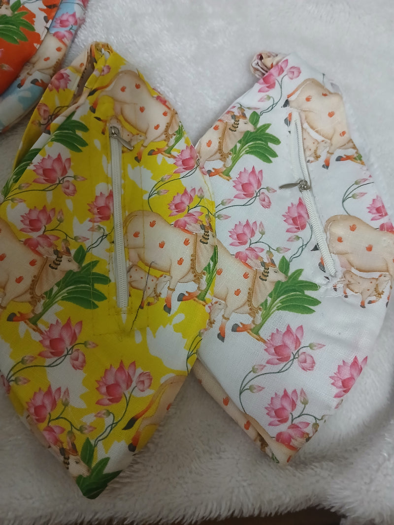Multi Colour Cow Print Japa Mala Jholi Bag Cotton