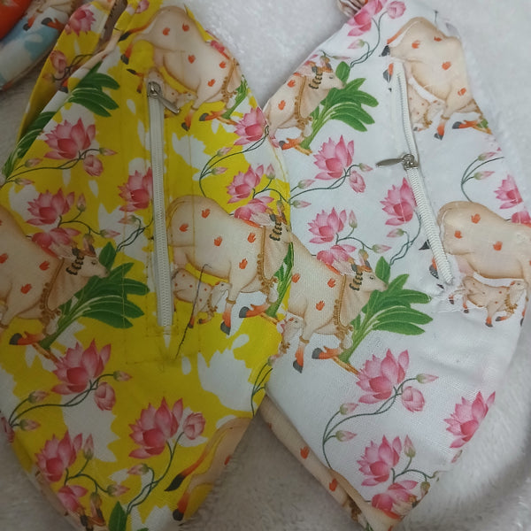 Multi Colour Cow Print Japa Mala Jholi Bag Cotton