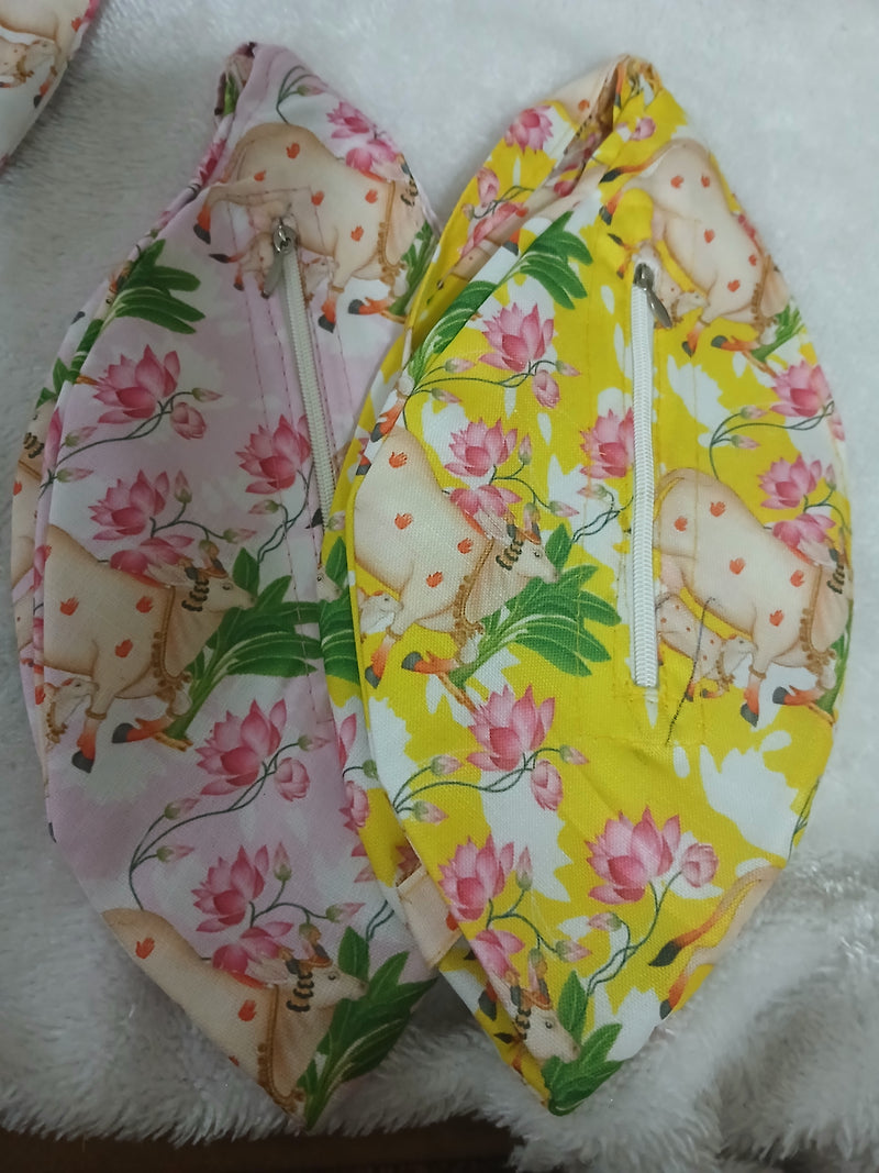 Multi Colour Cow Print Japa Mala Jholi Bag Cotton