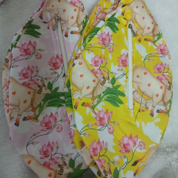 Multi Colour Cow Print Japa Mala Jholi Bag Cotton