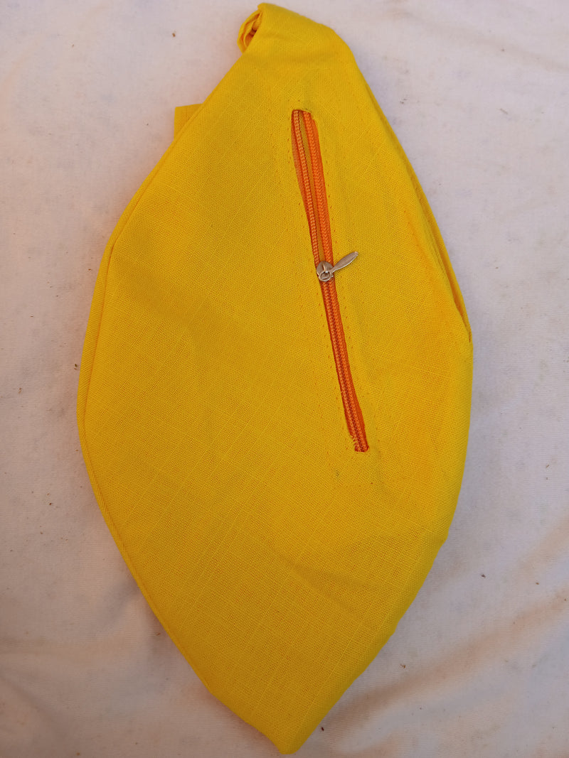 Yellow Colour Japa Mala Jholi Bag Cotton