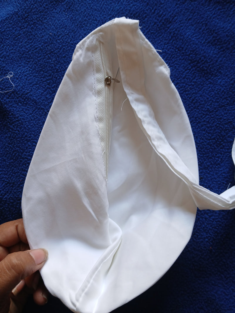 White Colour Japa Mala Jholi Bag Cotton
