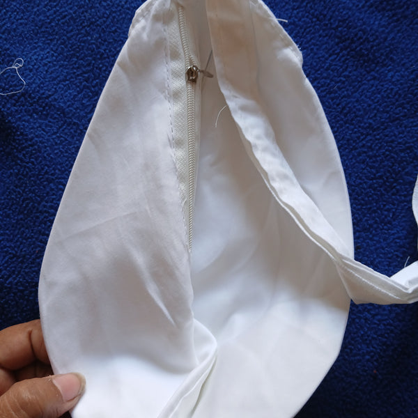 White Colour Japa Mala Jholi Bag Cotton