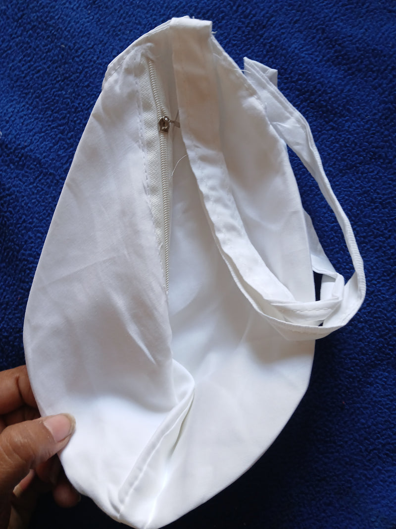 White Colour Japa Mala Jholi Bag Cotton