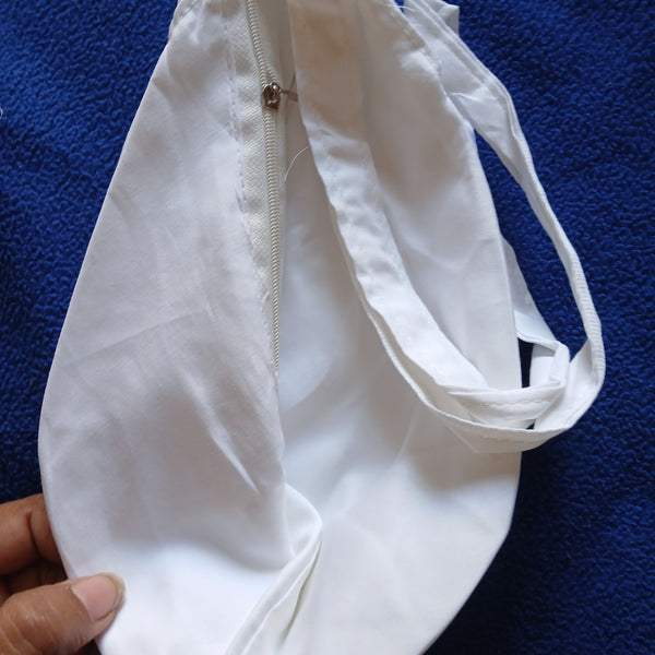 White Colour Japa Mala Jholi Bag Cotton