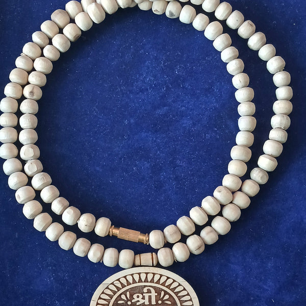 Radha Naam Pendant Pure tulsi Mala 8 MM Beads Mala 24 Inches