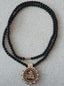 Radha Naam Pendant Black Beads Desi Ghee Pure Tulsi Mala 24 Inches