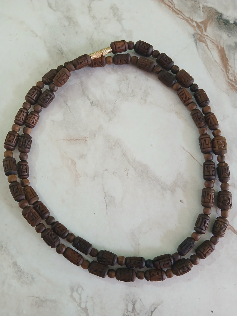2 Round Brown Handcrafted Radha Naam Pure Tulsi Kanthi Mala 34 Inches