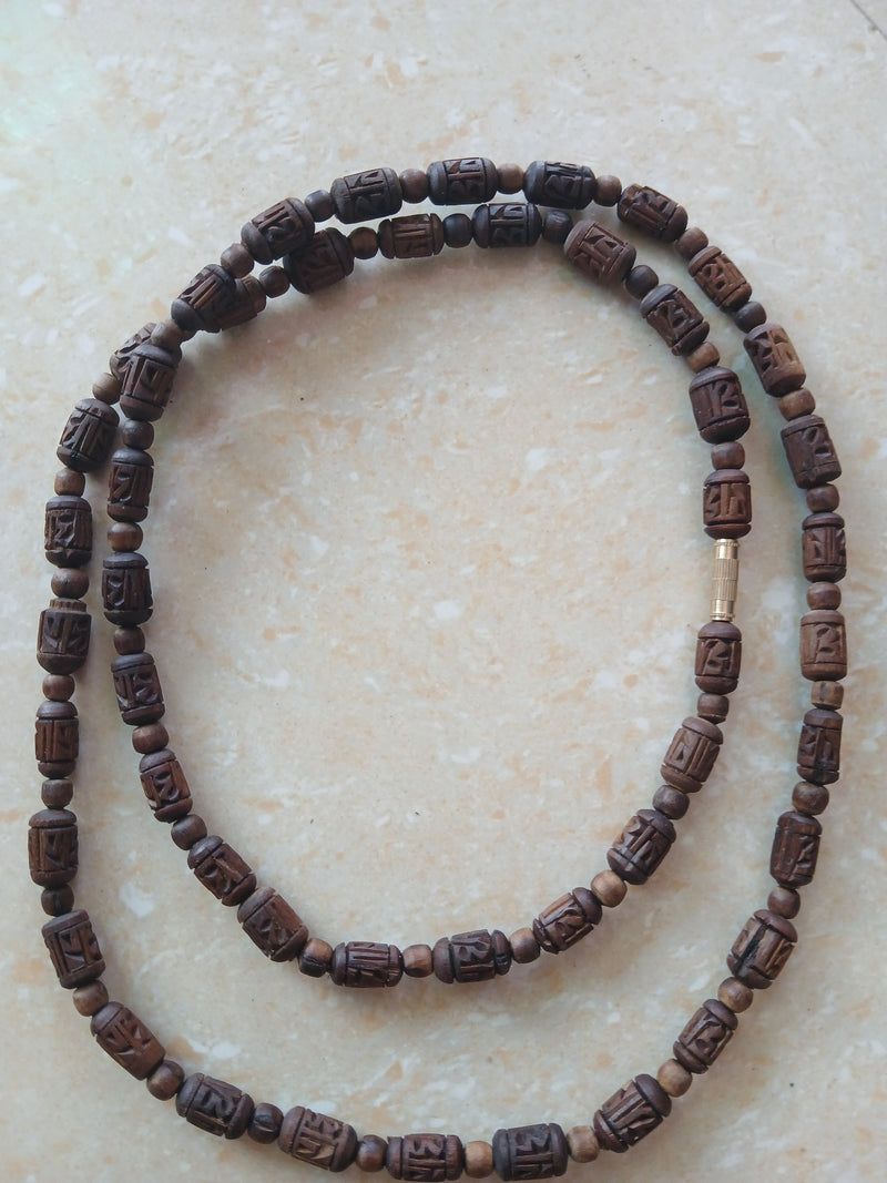 2 Round Brown Handcrafted Radha Naam Pure Tulsi Kanthi Mala 34 Inches