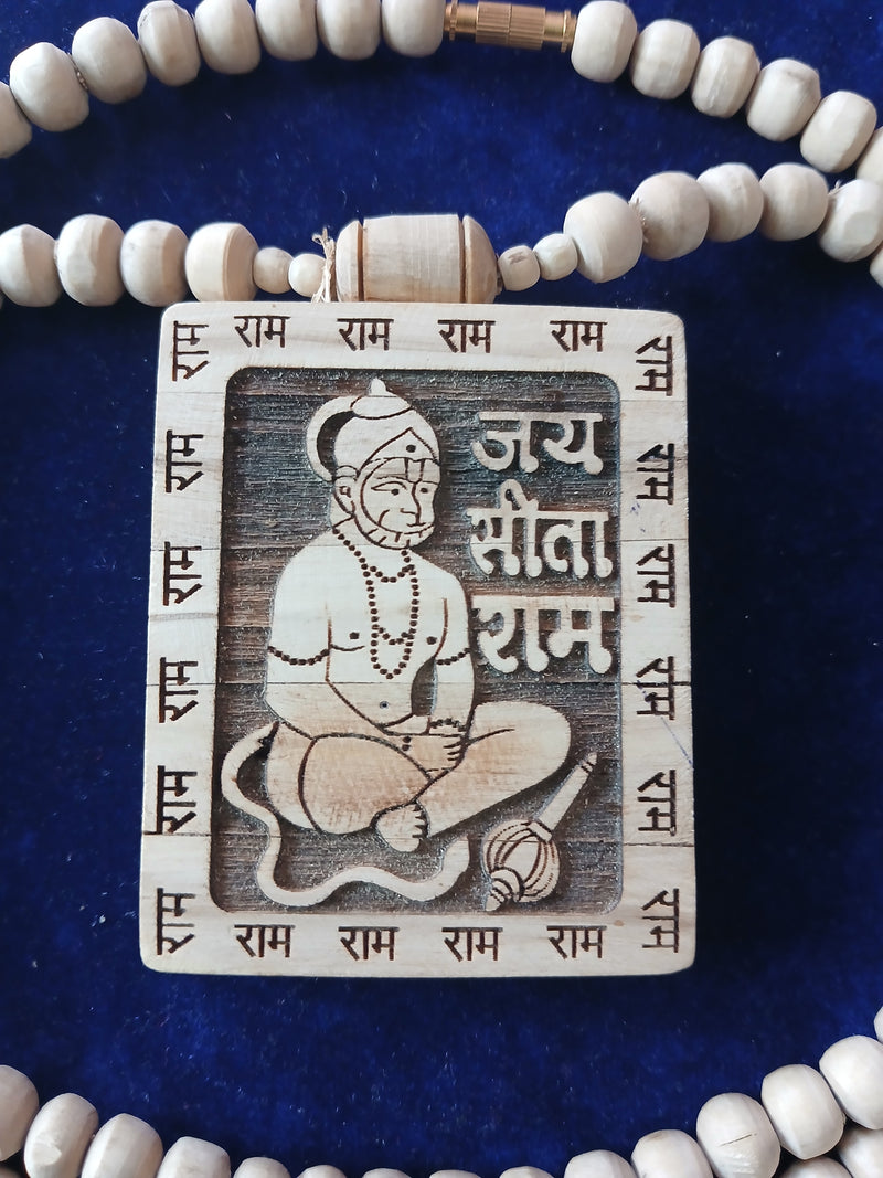 Hanumaan Ji Big Size Pure Tulsi Pendant Tulsi Mala 28 Inches