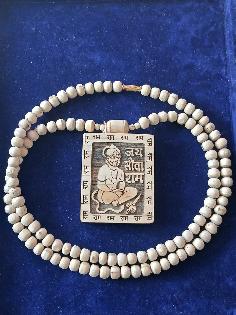Hanumaan Ji Big Size Pure Tulsi Pendant Tulsi Mala 28 Inches