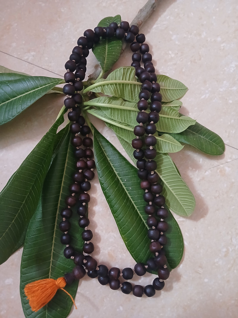 Black/Brown Desi Ghee Pure Tulsi Japa Mala (108+1) Beads 9-10 MM