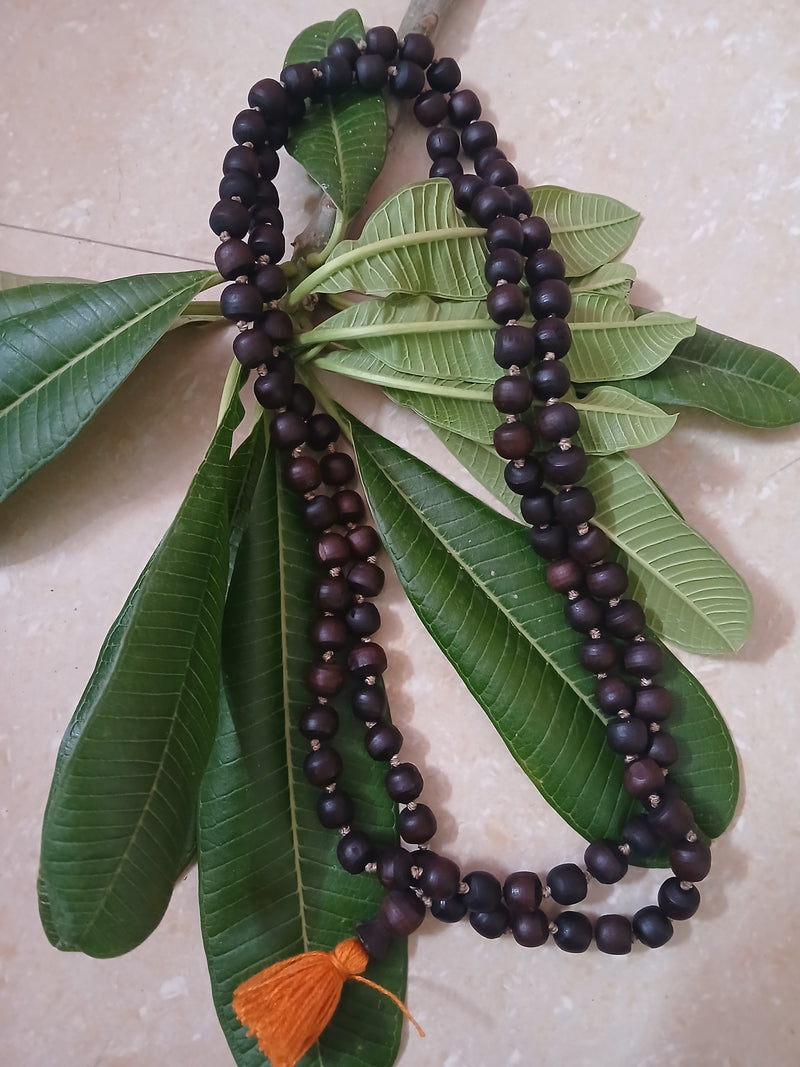 Black/Brown Desi Ghee Pure Tulsi Japa Mala (108+1) Beads 9-10 MM