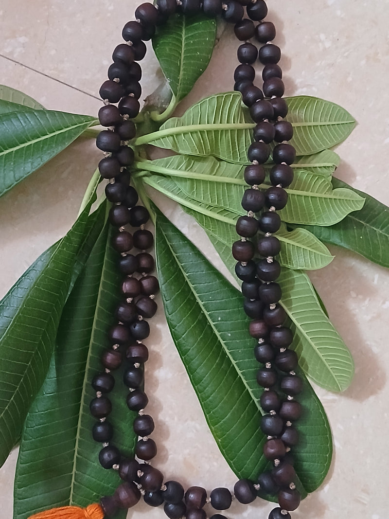 Black/Brown Desi Ghee Pure Tulsi Japa Mala (108+1) Beads 9-10 MM