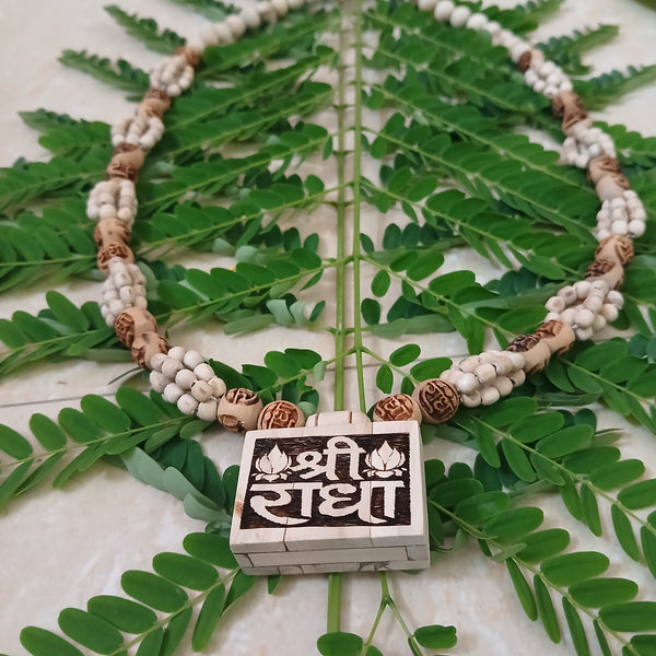 Radha Naam Bhaktmaal Pendant 4 Leyer Premium Quality Tulsi Mala 24 Inches