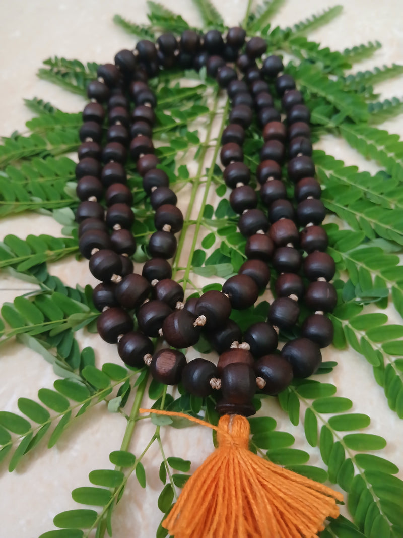 Black/Brown Desi Ghee Pure Tulsi Japa Mala (108+1) Beads 9-10 MM