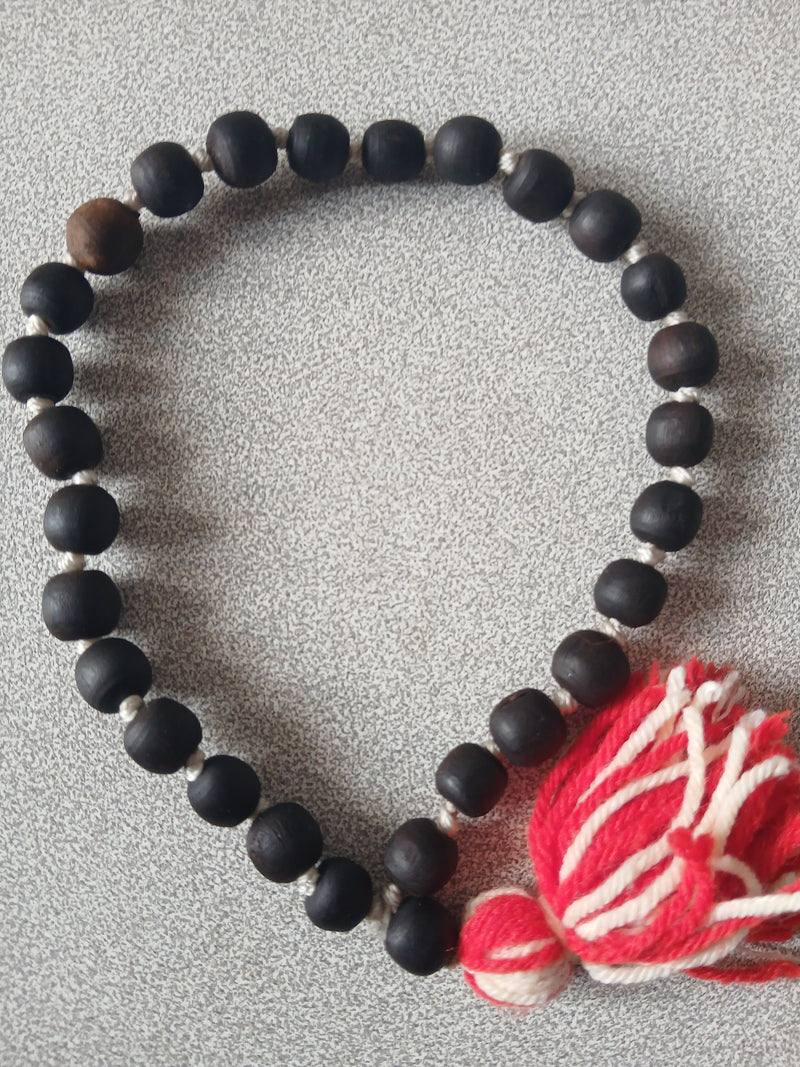 (27+1) Sumerini Black Brown Desi Ghee 10-11 MM Pure Tulsi Japa Mala