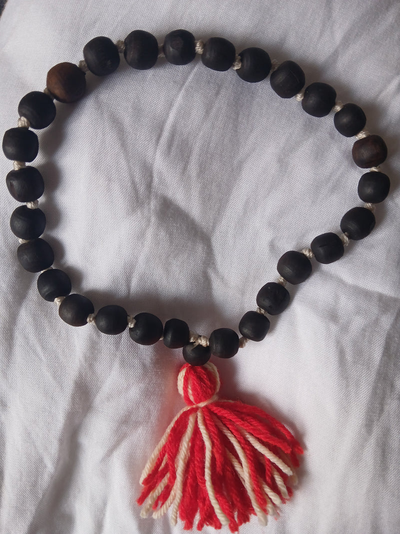 (27+1) Sumerini Black Brown Desi Ghee 10-11 MM Pure Tulsi Japa Mala