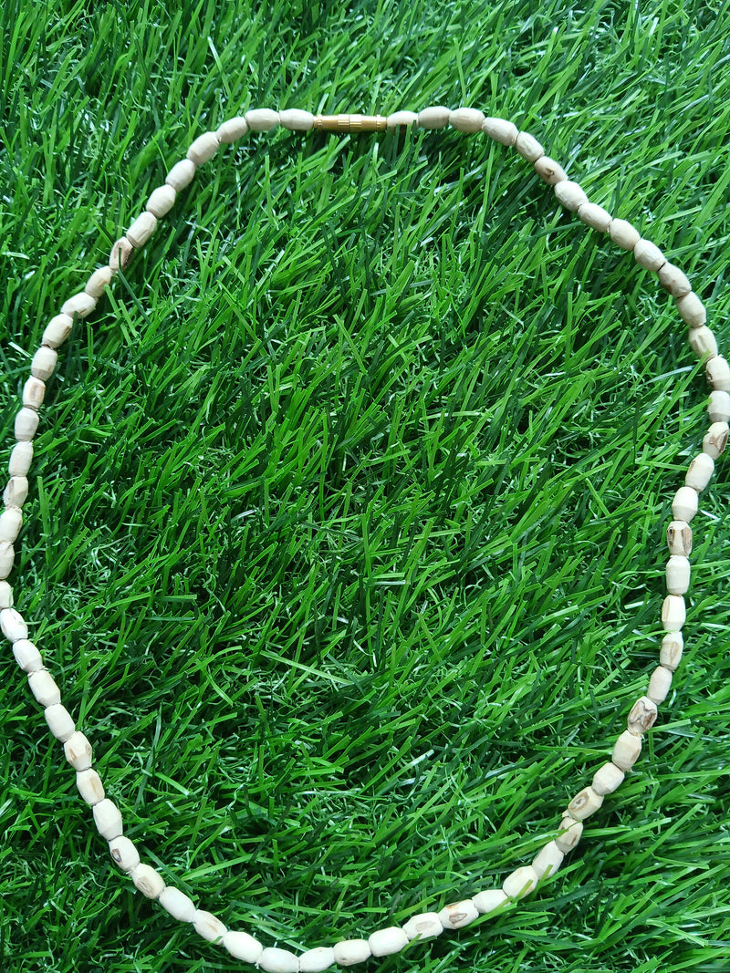 1 Round 19 inches Pure Tulsi Kanthi Mala Small Beads Mridangi Shape
