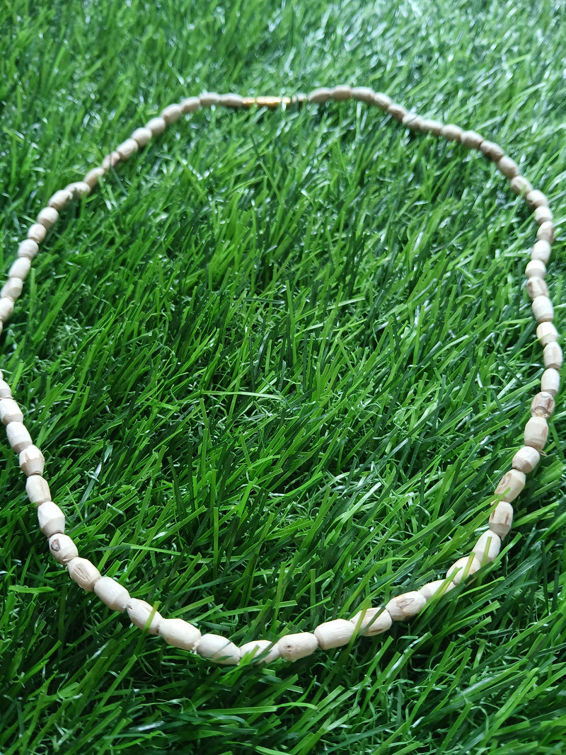 1 Round 19 inches Pure Tulsi Kanthi Mala Small Beads Mridangi Shape
