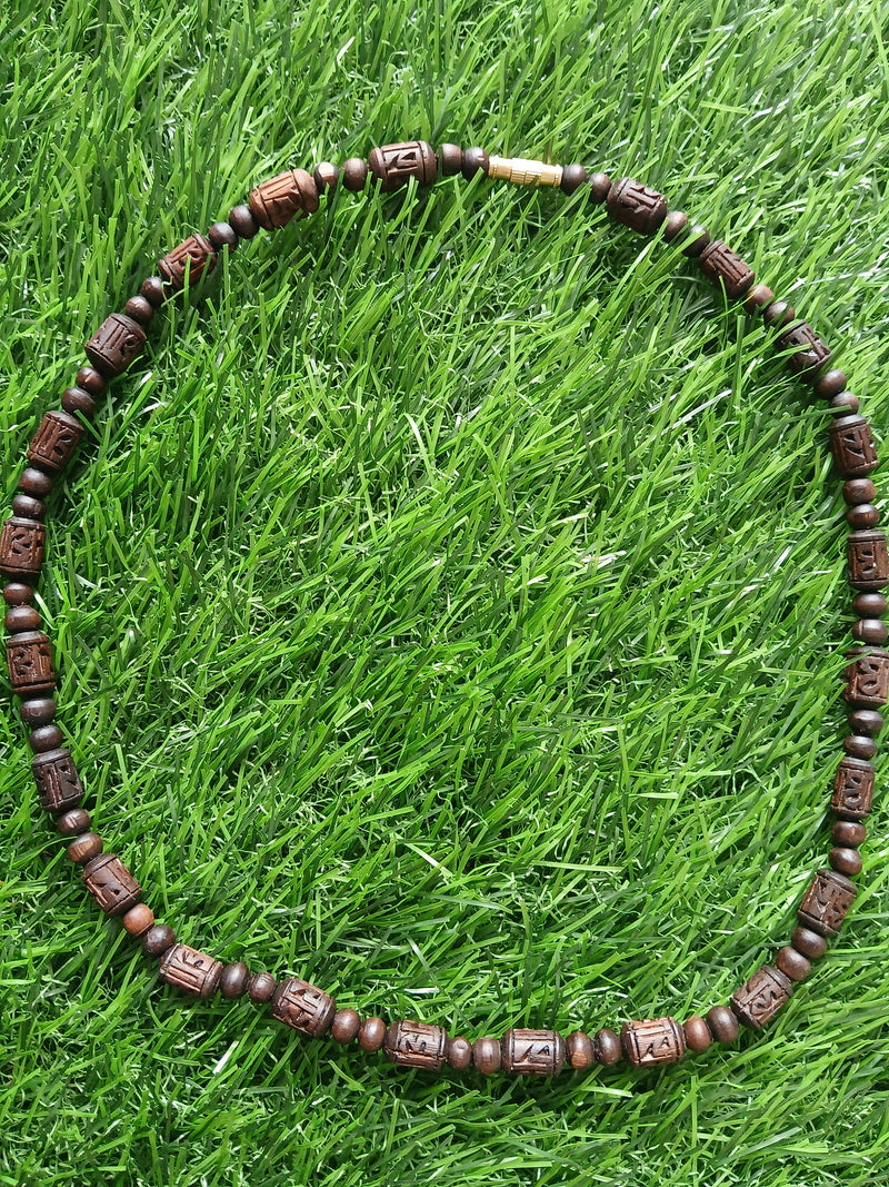 1 Round Brown Desi Ghee Handcrafted Radha Naam Pure Tulsi Kanthi Mala (19 Inches)