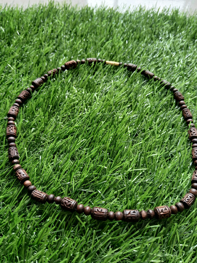 1 Round Brown Desi Ghee Handcrafted Radha Naam Pure Tulsi Kanthi Mala (19 Inches)